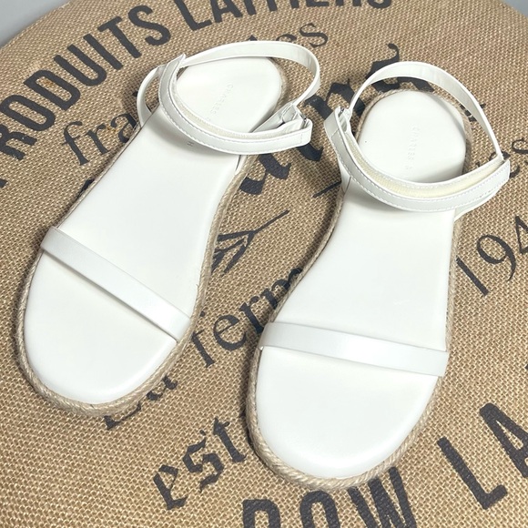 Charles & Keith White Ankle-Strap Flat Espadrille Sandals EU36 - Picture 4 of 13